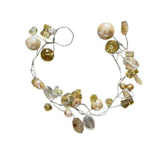 NWOT wired necklace and bracelet adorned with faux pearls & jewels - Picture 3 of 3